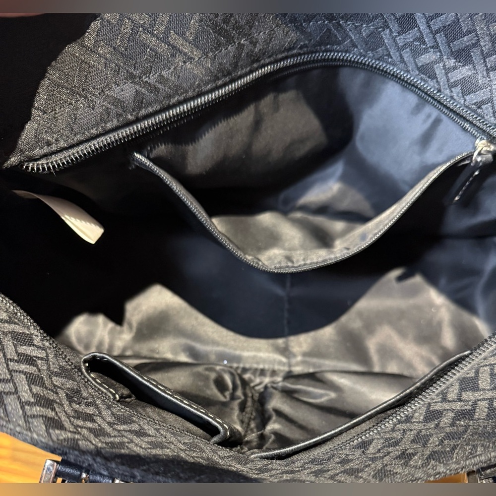 Talbots vintage Shoulder Bag black Jacquard with leather trim EUC Y2K - Picture 9 of 10